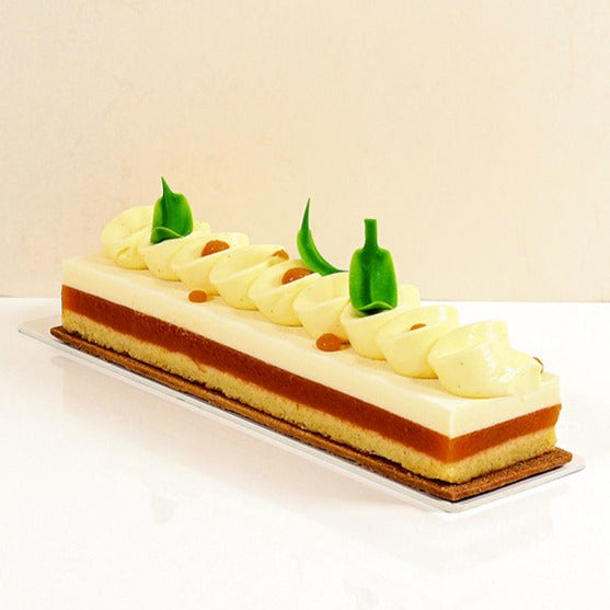 Mascarpone Mousse with Apricot Gelée and Spongecake Fine Pastry Mignon 